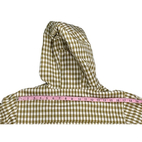 Roxy 5000 Snow Jacket Women Large Gold Cream Checkered Fur Hood Long Sleeve - Picture 15 of 15